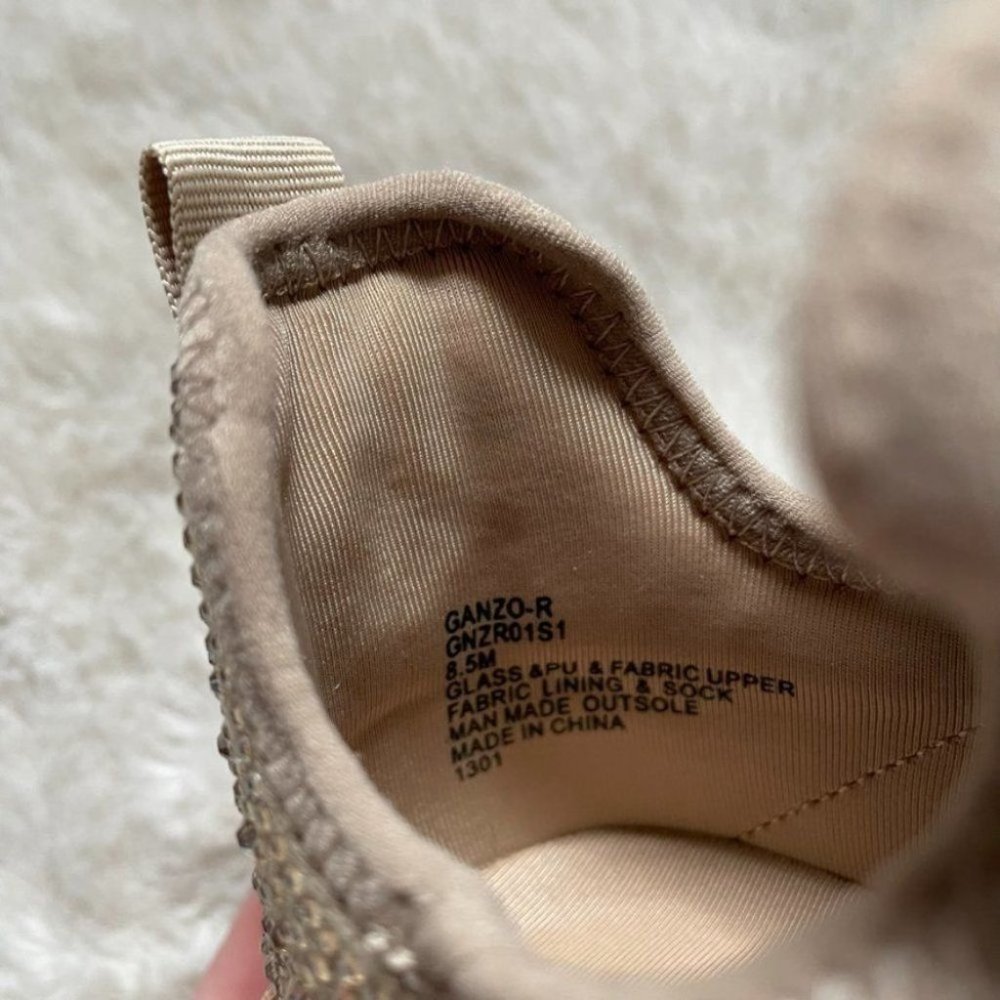 Steve Madden Maxima Rhinestone Crystal Tan Blush Sneakers Shoes Runners Sz  7.5 - Picture 9 of 10